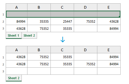 Удаление листа в Excel с неполными данными